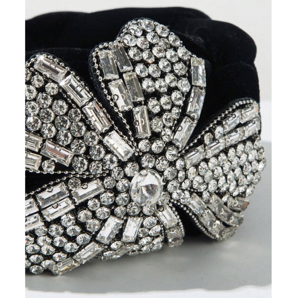Luxe Velvet Rhinestone Floral Statement Headband